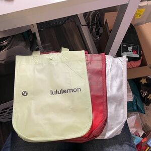 lululemon athletica Tote Bag Trio - Light Green, Red, and Silver price for all 3